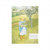 Postkaart meisje met bloemen in haar schort  (Elsa Beskow)