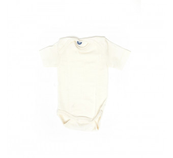 Cosilana short sleeved baby romper 70% wool 30% silk  natural (71052)