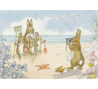 Postcard quite still please Rabbit taking famuily photo at seaside  (Molly Brett)