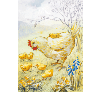 Postcard Hen and Chicks (Eileen Chander)