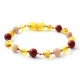 Honey Amber Anklet Mixed With Sunstone and Red Jasper