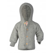 Engel woolfleece jacket with hood light grey melange