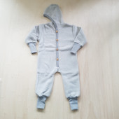 Cosilana Baby Hooded overall made of woolcottonfleece soft grey (48928)