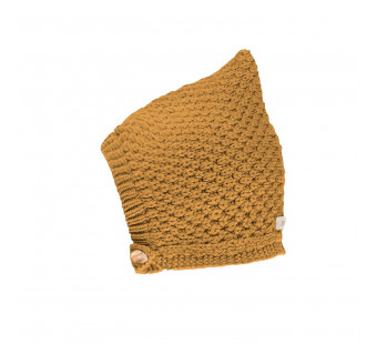 Pure Pure knitted pixie hat wool/silk/cotton ochre