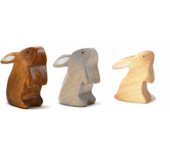 Brindours houten konijntje grijs, naturel en bruin staand