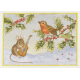 Postal card Mouse With Guitar And Robin On Holly  (Molly Brett) 154