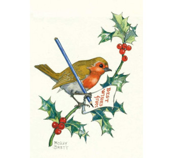 PostcardRobin Writing Christmas Message  (Molly Brett) 263