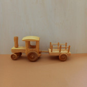 Debresk houten tractor met aanhanger