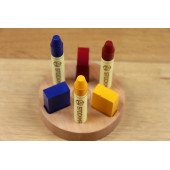 Kleine knoest  wooden frame for 3 crayons and blocks round