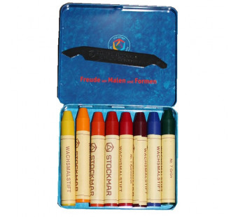 Stockmar beeswax crayons, 8 colours in a tin, waldorf selection